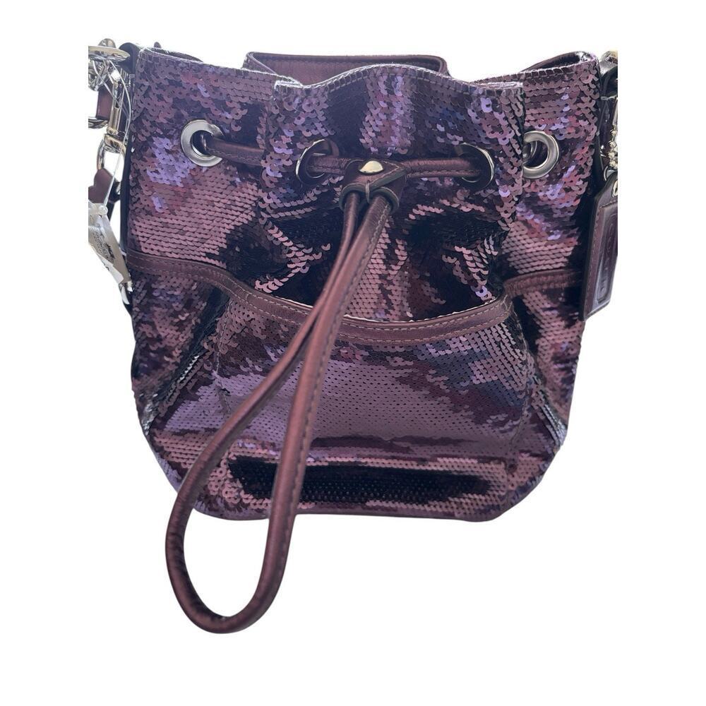 Coach Poppy Special Edition Sequins Amethyst Cinch Drawstring Bucket 17906 NWT - Picture 2 of 14